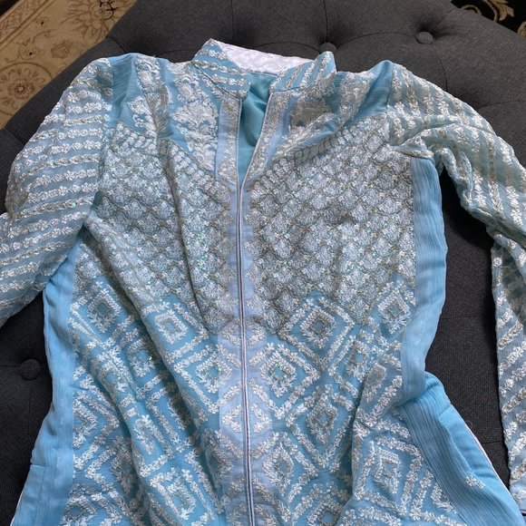 Embroidered kameez set in blue, size 42 - Picture 1 of 5